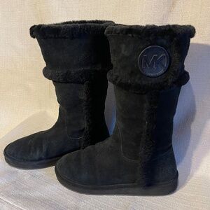 Michael Kors black suede heeled wedge boots